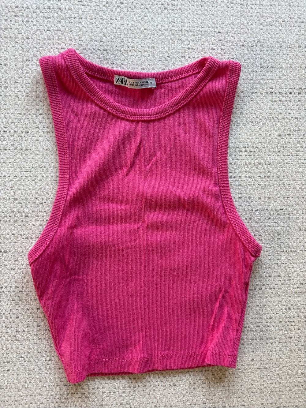 Zara Cropped Ribbed Tank Top, Size Small